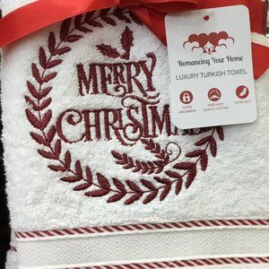 Beautiful Christmas Hand Towels. Christmas Red 0660